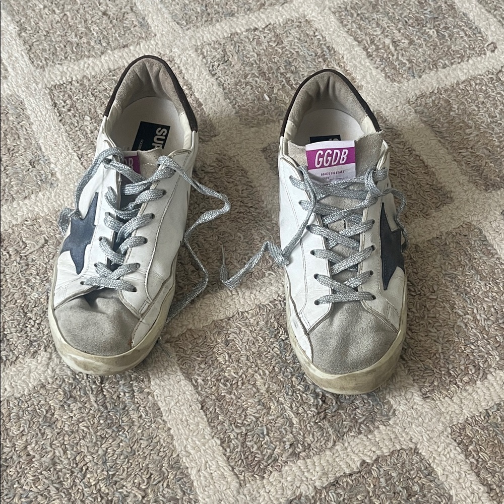 Golden Goose White and Gray Sneakers